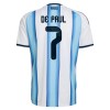 Original Trikotsatz Argentinien De Paul 7 Heimtrikot WM 2026 Für Kinder
